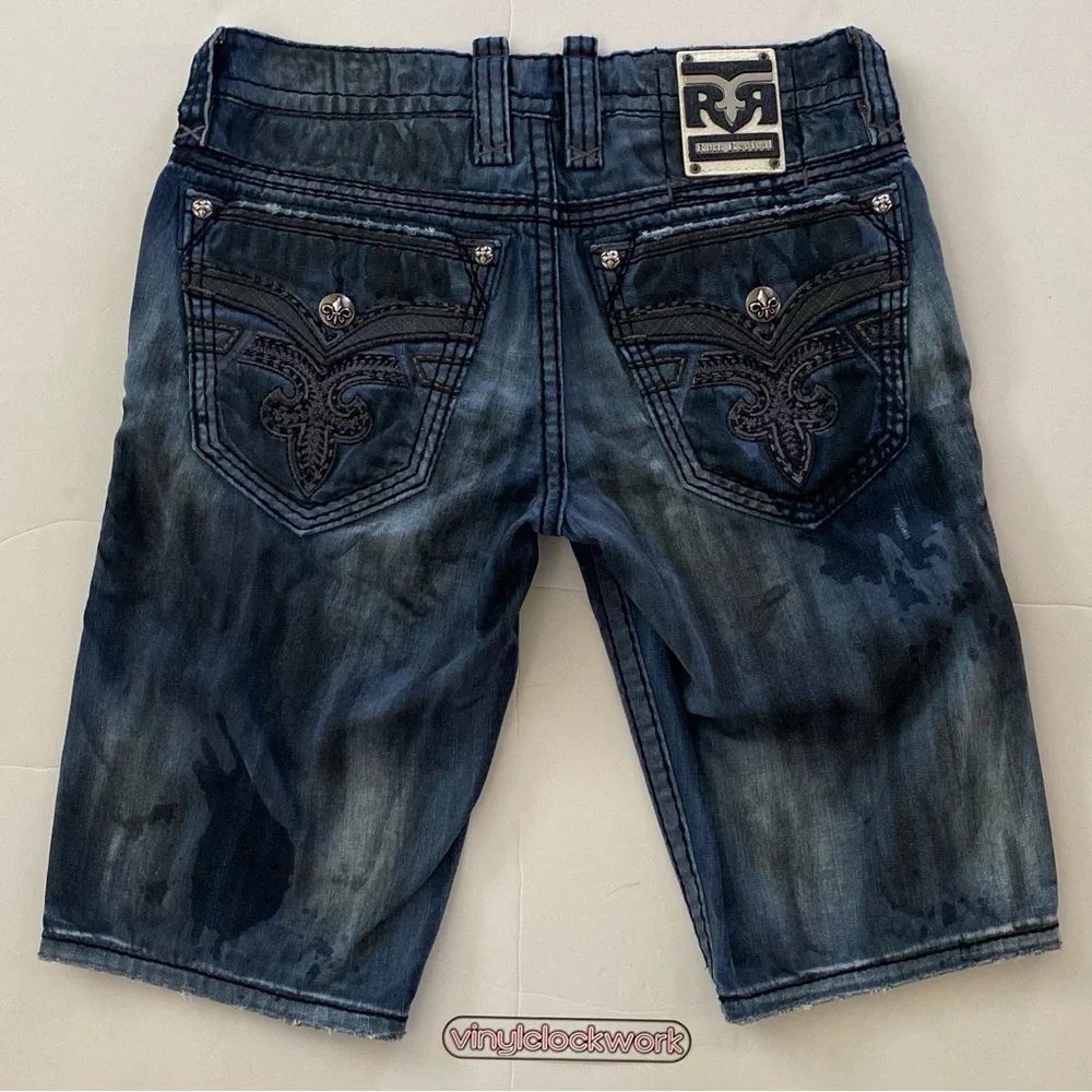 Rock Revival Jeans Mens Shorts Size 32 “Bryson” Distressed Denim - Picture 2 of 7